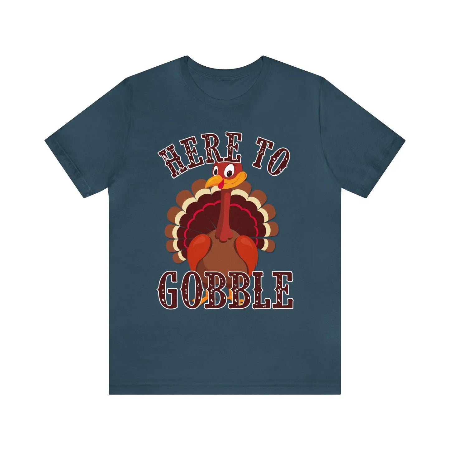 Here To Gobble Men's Jersey Short Sleeve Tee - Wicked Tees