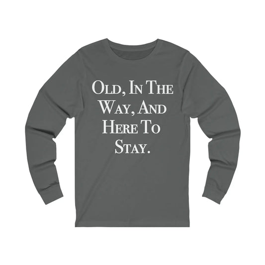 Here To Stay Men's Jersey Long Sleeve Tee - Wicked Tees