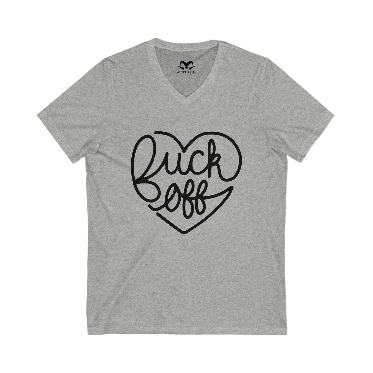 F Off Heart Women's V-Neck Tee - Wicked Tees