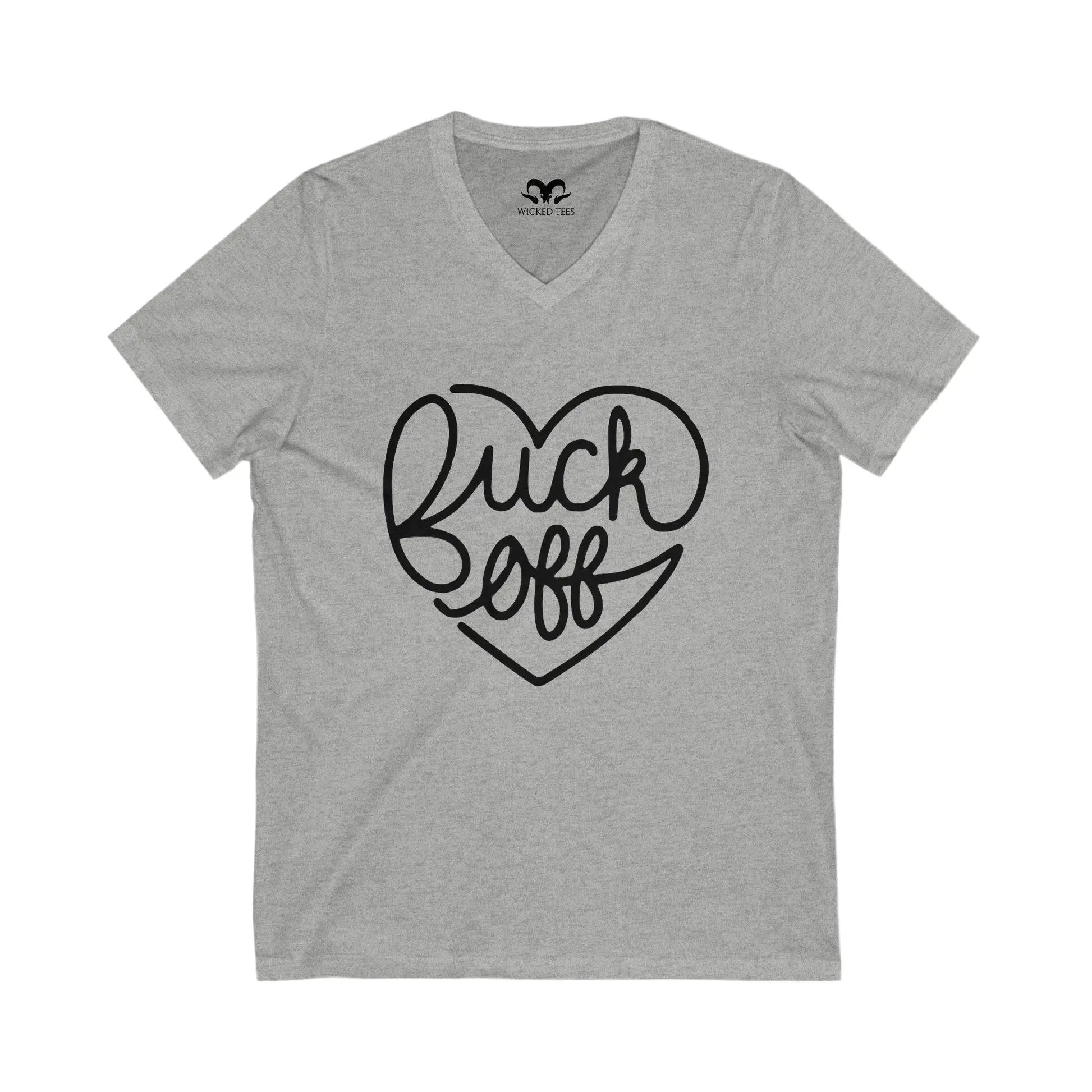 F Off Heart Women's V-Neck Tee - Wicked Tees