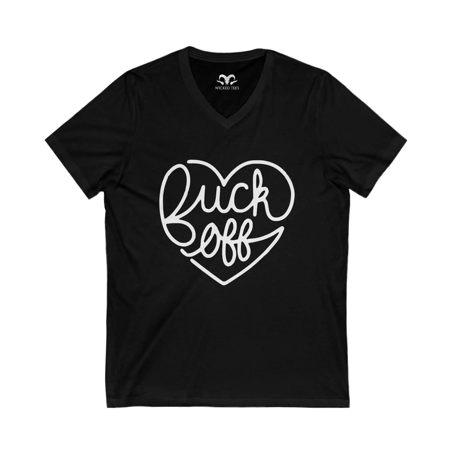 F Off Heart Women's V-Neck Tee - Wicked Tees
