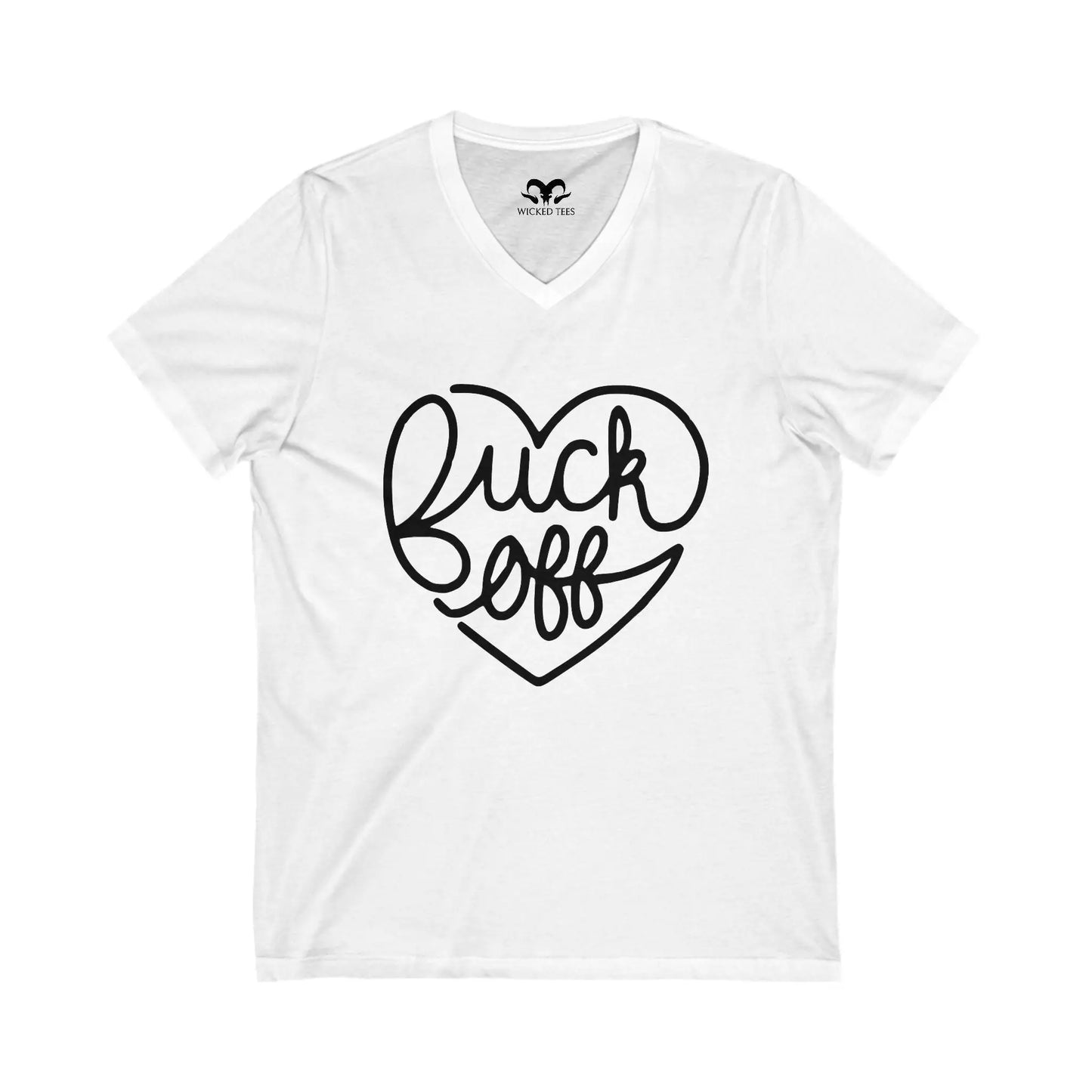 F Off Heart Women's V-Neck Tee - Wicked Tees