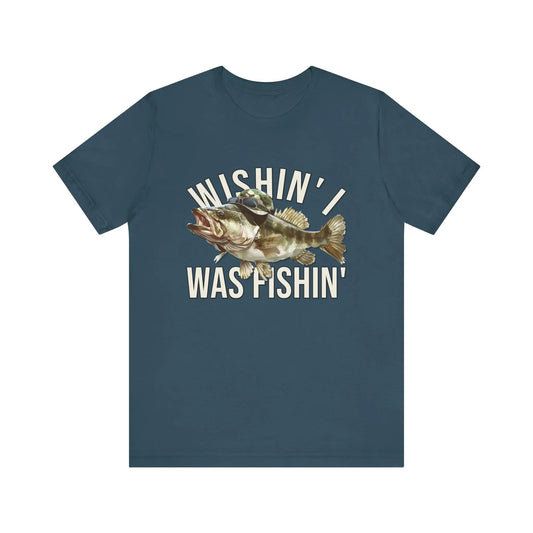 Wishin' I Was Fishin' Men's Short Sleeve Tee - Wicked Tees